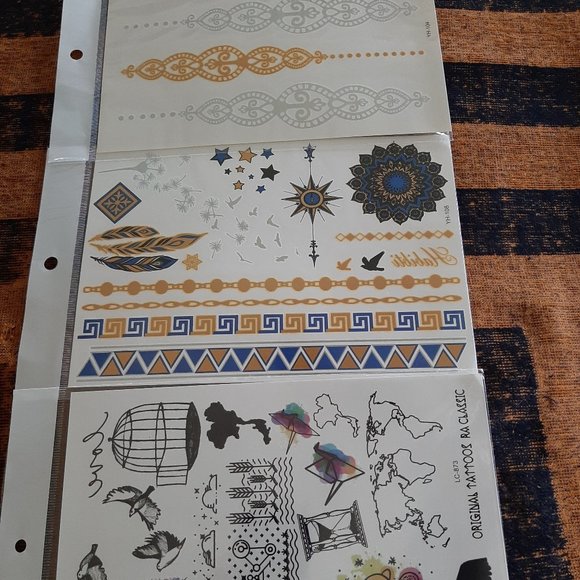 3 sheets Golden Silver Temporary Tattoo - Picture 2 of 15